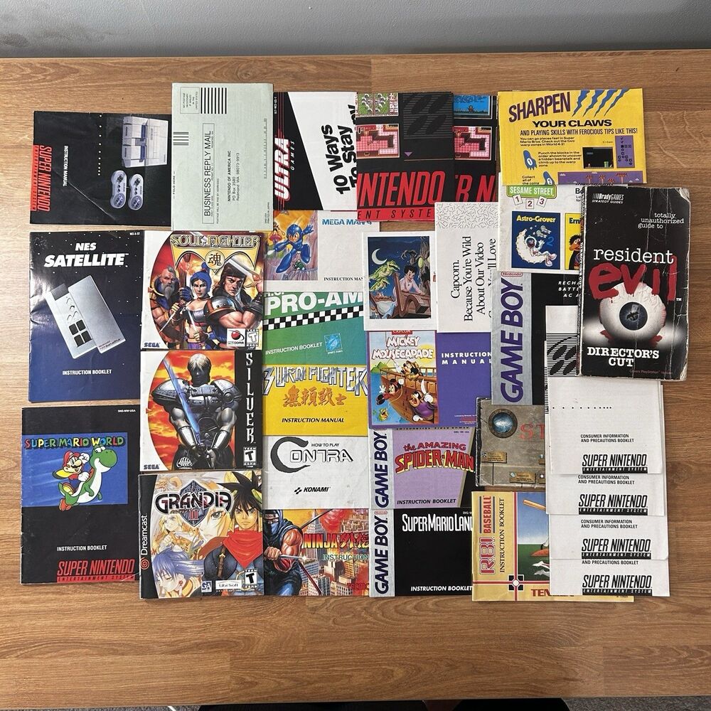 Vintage Video Game Manuals (Lot of 30) Nintendo, Sega, Misc & MANUALS ONLY